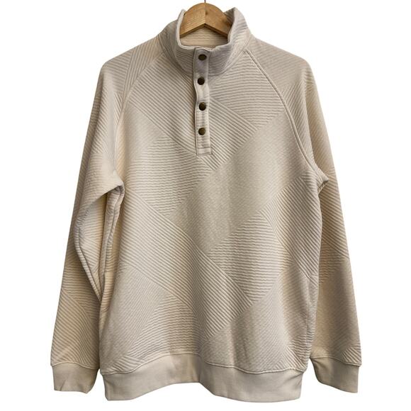 Goodfellow & Co Men’s Quilted Snap Pullover Sweatshirt‎ Ivory White Size M NWT - Picture 1 of 5